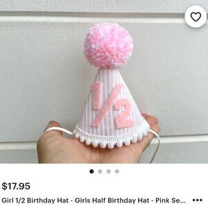 Girl 1/2 birthday party hat NEW*